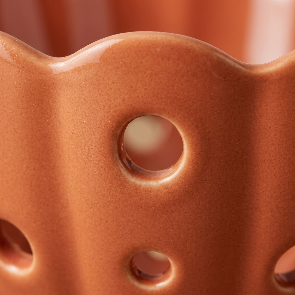 Scalloped Terracotta Ceramic Berry Bowl