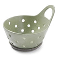 Modern Sage Ceramic Berry Bowl with Drip Tray