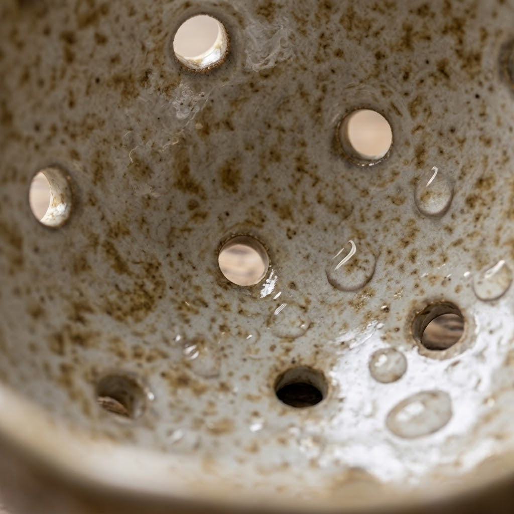 Rustic Speckled Ceramic Berry Bowl with Handle