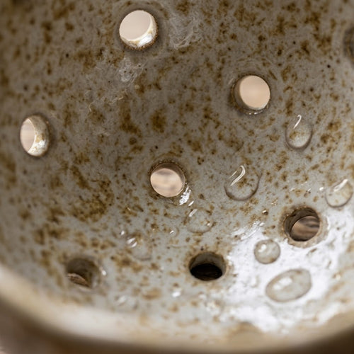 Rustic Speckled Ceramic Berry Bowl with Handle