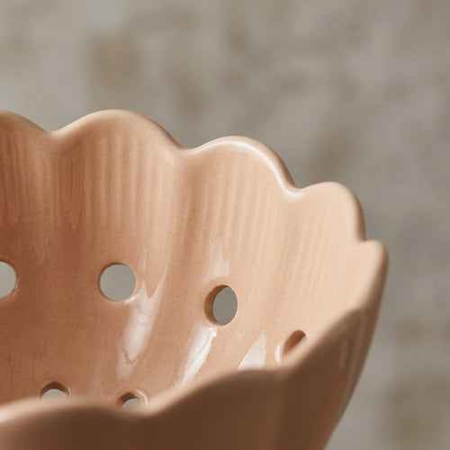 Scalloped Blush Ceramic Berry Bowl