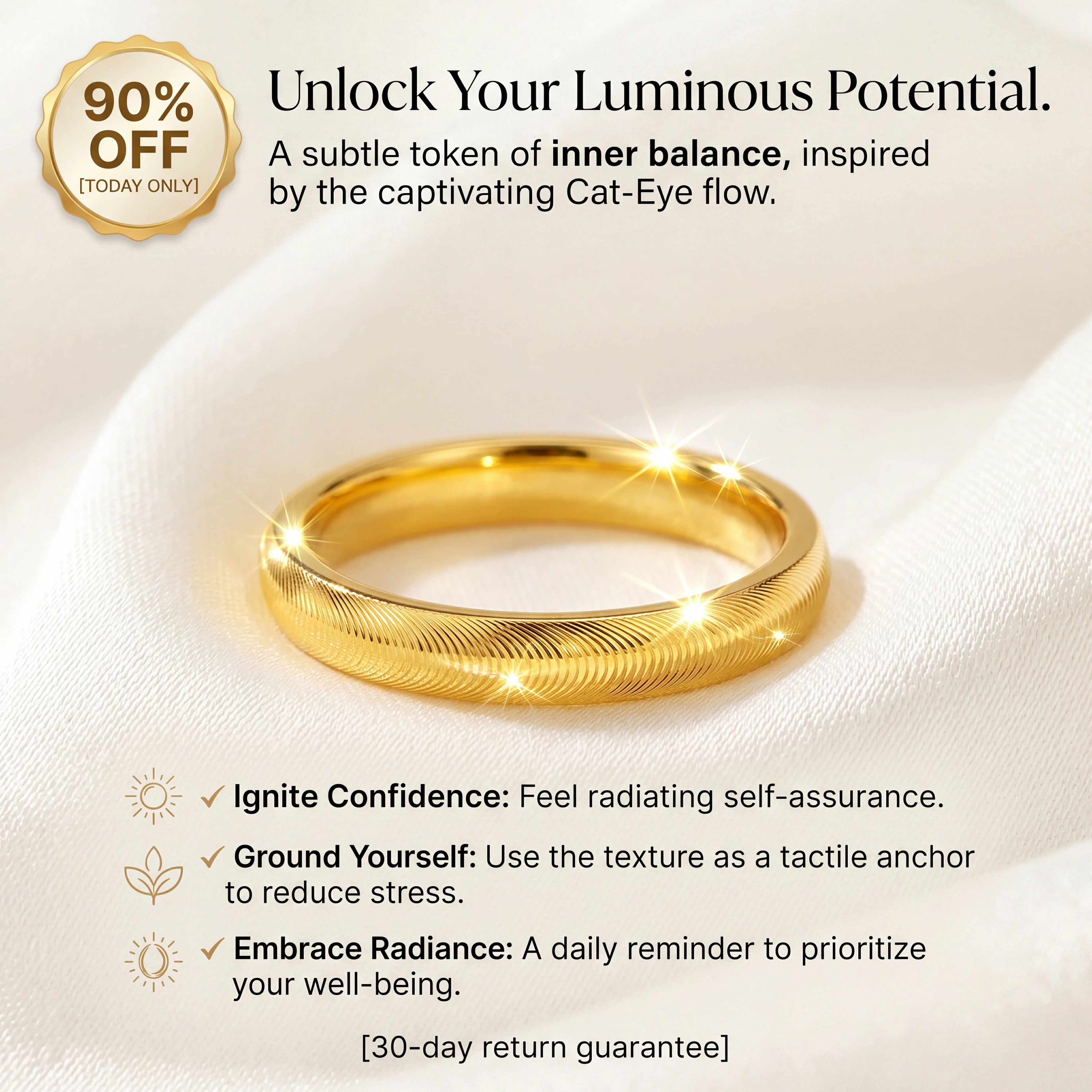 🔥 90% OFF TODAY: 5The Luminous Wave Ring: Hand-Polished 18K Gold Elegance