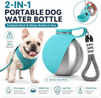 🎁 Last Day Sale 50% OFF : Portable Dog Water Bottle, 10 oz Stainless Steel Pet Travel Dispenser with Silicone Foldable Bowl, Leak Proof Tumbler, Dog Walking Accessories for Hiking and Small Pets