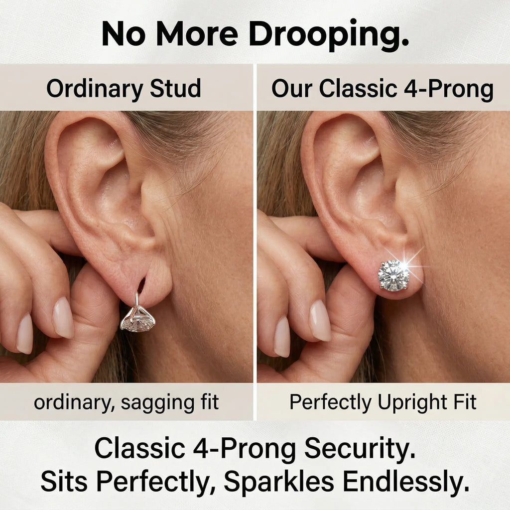 Last Day Sale🔥90% OFF-4.00 CTW Classic Round Lab-Created Diamond Stud Earrings - Secure 4-Prong & Hypoallergenic