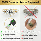 🔥 LAST DAY 90% OFF: Star-Burst Tarnish-Free Flawless VVS1 D-Color Vintage Eternity Ring in 14K Gold Over Silver