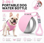 🎁 Last Day Sale 50% OFF : Portable Dog Water Bottle, 10 oz Stainless Steel Pet Travel Dispenser with Silicone Foldable Bowl, Leak Proof Tumbler, Dog Walking Accessories for Hiking and Small Pets