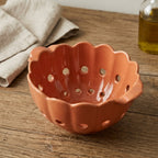 Scalloped Terracotta Ceramic Berry Bowl