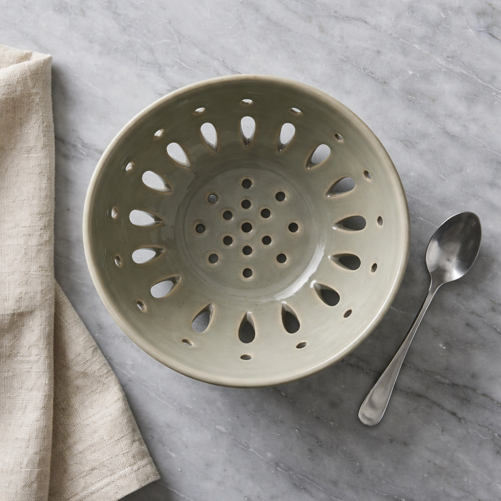 Glossy Celadon Ceramic Berry Bowl