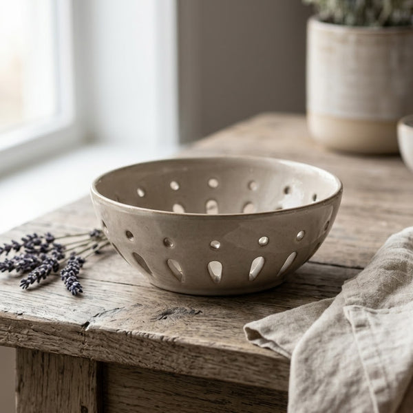 Neutral Sandstone Ceramic Berry Bowl