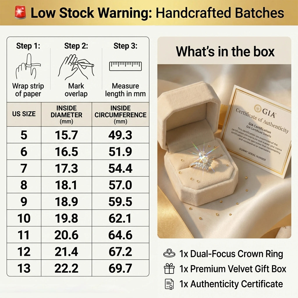 🔥 LAST DAY 90% OFF: Artisan Dual-Focus Travel-Safe Flawless Lab-Grown Diamond Water Drop Crown Ring in 14K Gold Over 925 Silver