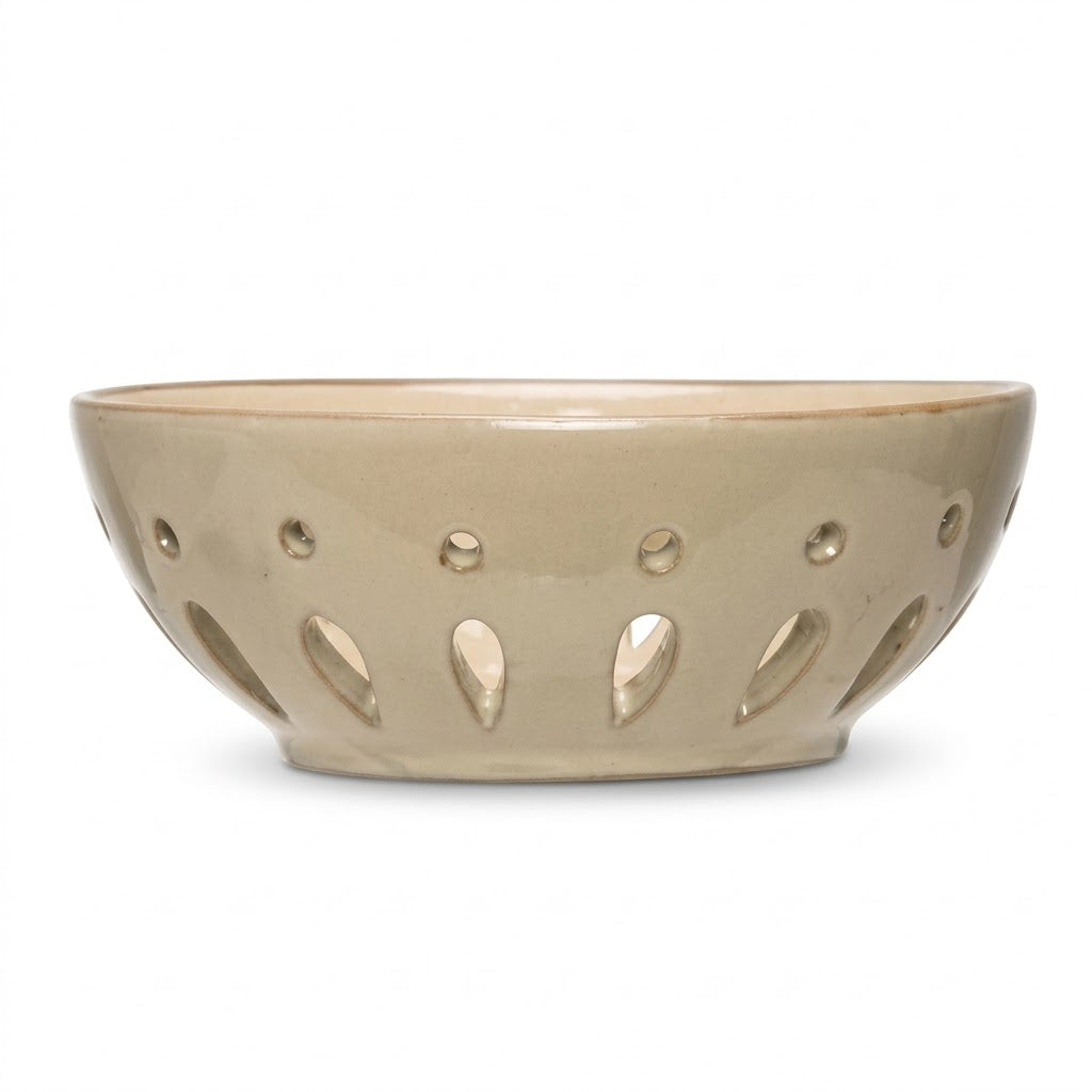 Glossy Taupe Ceramic Berry Bowl