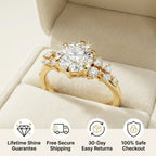 🔥 LAST DAY 90% OFF: Star-Burst Tarnish-Free Flawless VVS1 D-Color Vintage Eternity Ring in 14K Gold Over Silver