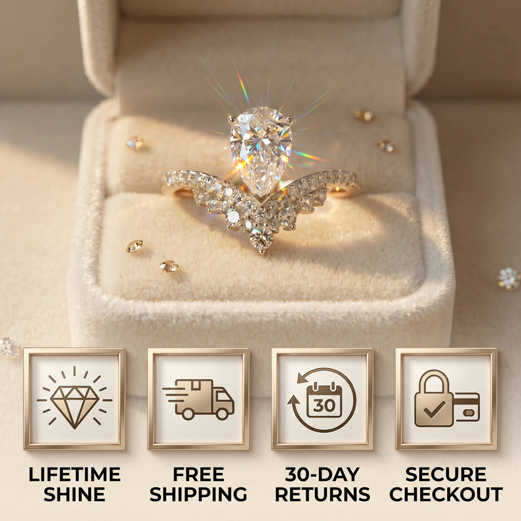 🔥 LAST DAY 90% OFF: Artisan Dual-Focus Travel-Safe Flawless Lab-Grown Diamond Water Drop Crown Ring in 14K Gold Over 925 Silver