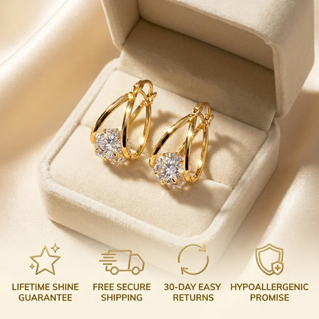 🔥 LAST DAY 90% OFF: 1-Second Easy-Snap VVS1 Flawless Moissanite Suspended Hoop Earrings in Triple 14K Gold over 925 Silver
