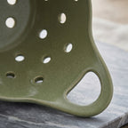 Modern Sage Ceramic Berry Bowl with Drip Tray