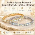 🔥 LAST DAY 90% OFF : Radiant Square Diamond Tennis Bracelet – Seamless Brilliance & Fluid Comfort