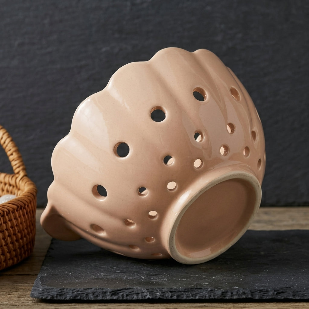 Scalloped Blush Ceramic Berry Bowl
