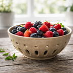 Glossy Taupe Ceramic Berry Bowl