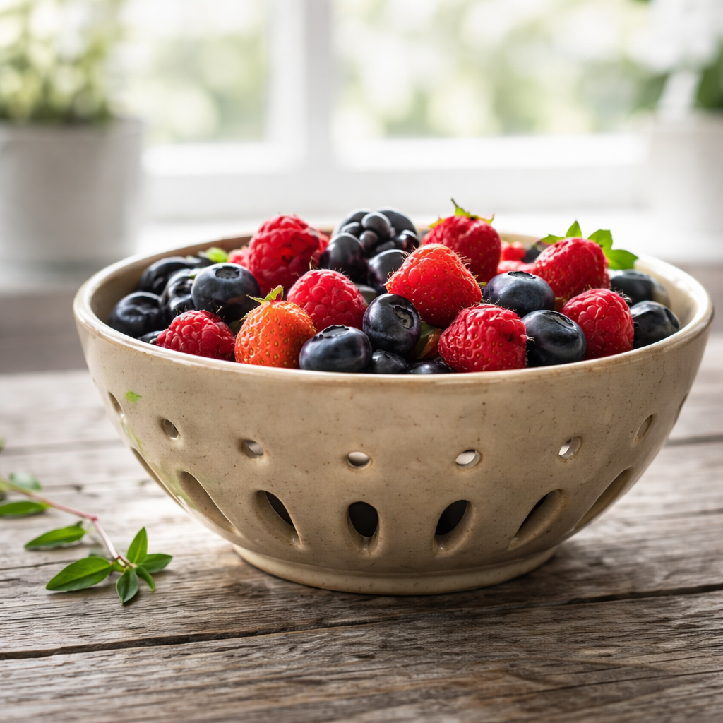 Glossy Taupe Ceramic Berry Bowl