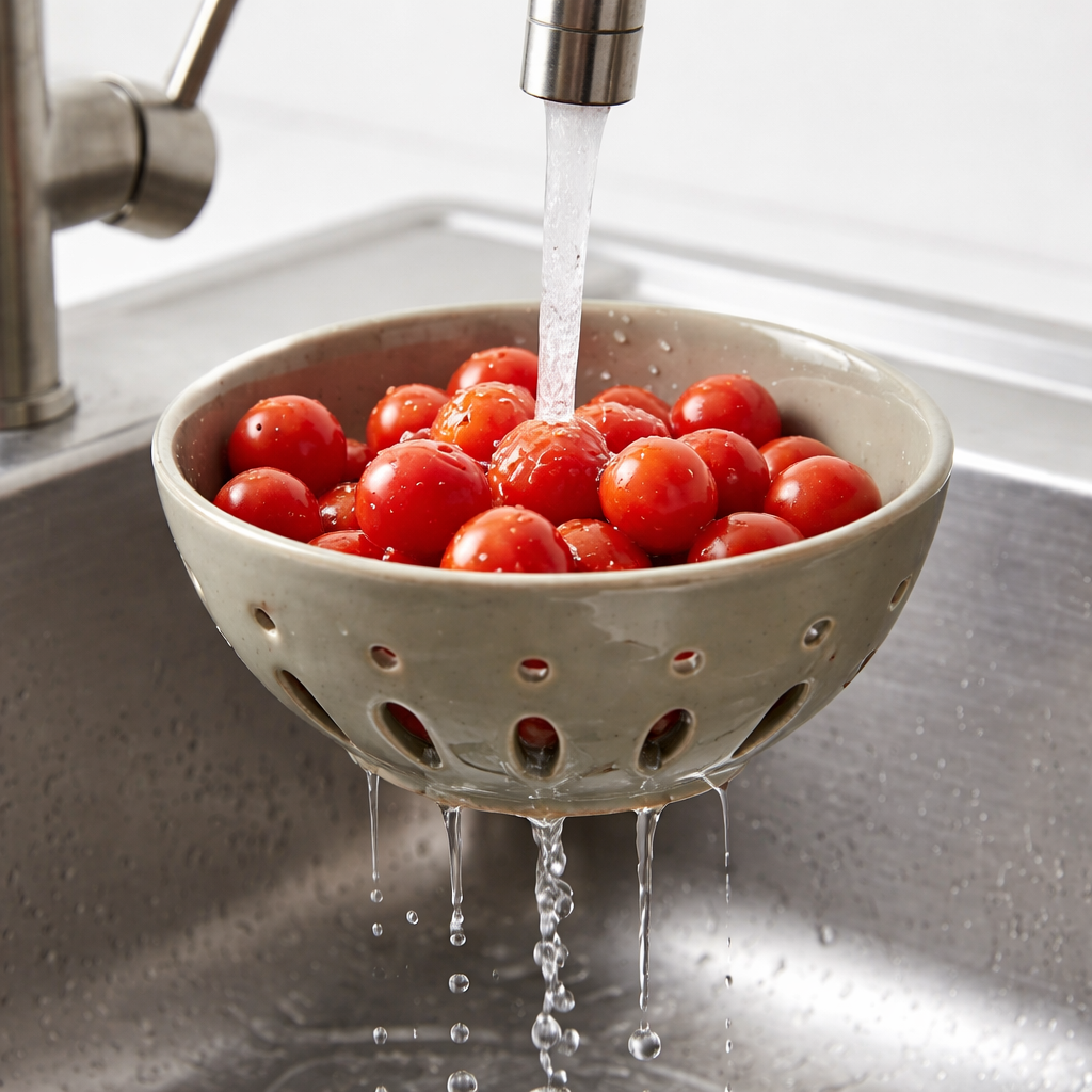 Glossy Celadon Ceramic Berry Bowl