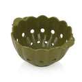 Scalloped Olive Green Ceramic Berry Bowl