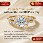 🔥 LAST DAY 90% OFF: Star-Burst Tarnish-Free Flawless VVS1 D-Color Vintage Eternity Ring in 14K Gold Over Silver