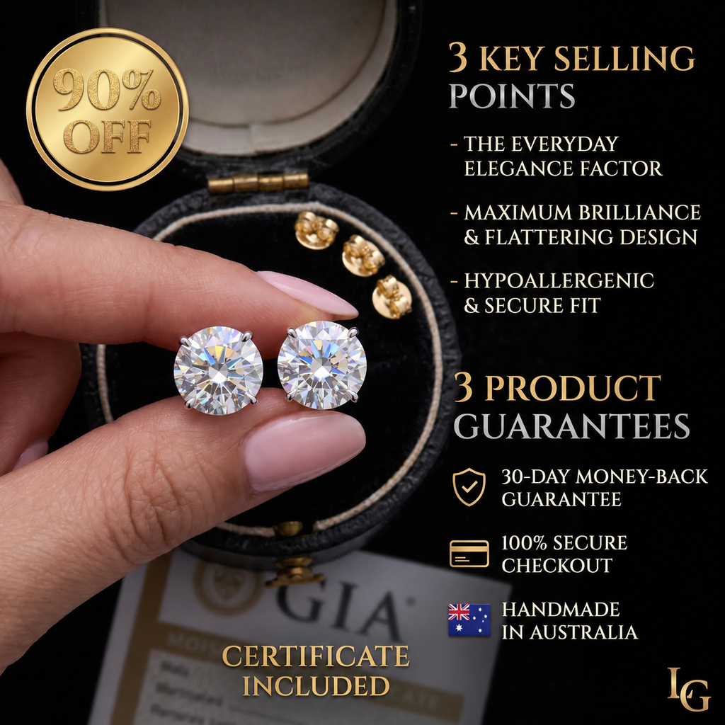 Last Day Sale🔥90% OFF-4.00 CTW Classic Round Lab-Created Diamond Stud Earrings - Secure 4-Prong & Hypoallergenic
