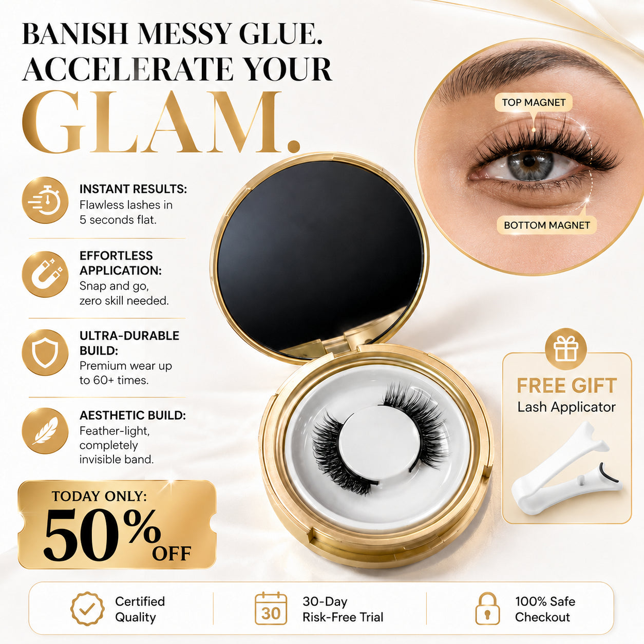 🔥 50% OFF TODAY: 5-Second Glueless Perfect Eye Makeup Magnetic Lashes (Dual Micro-Magnet)