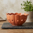 Scalloped Terracotta Ceramic Berry Bowl