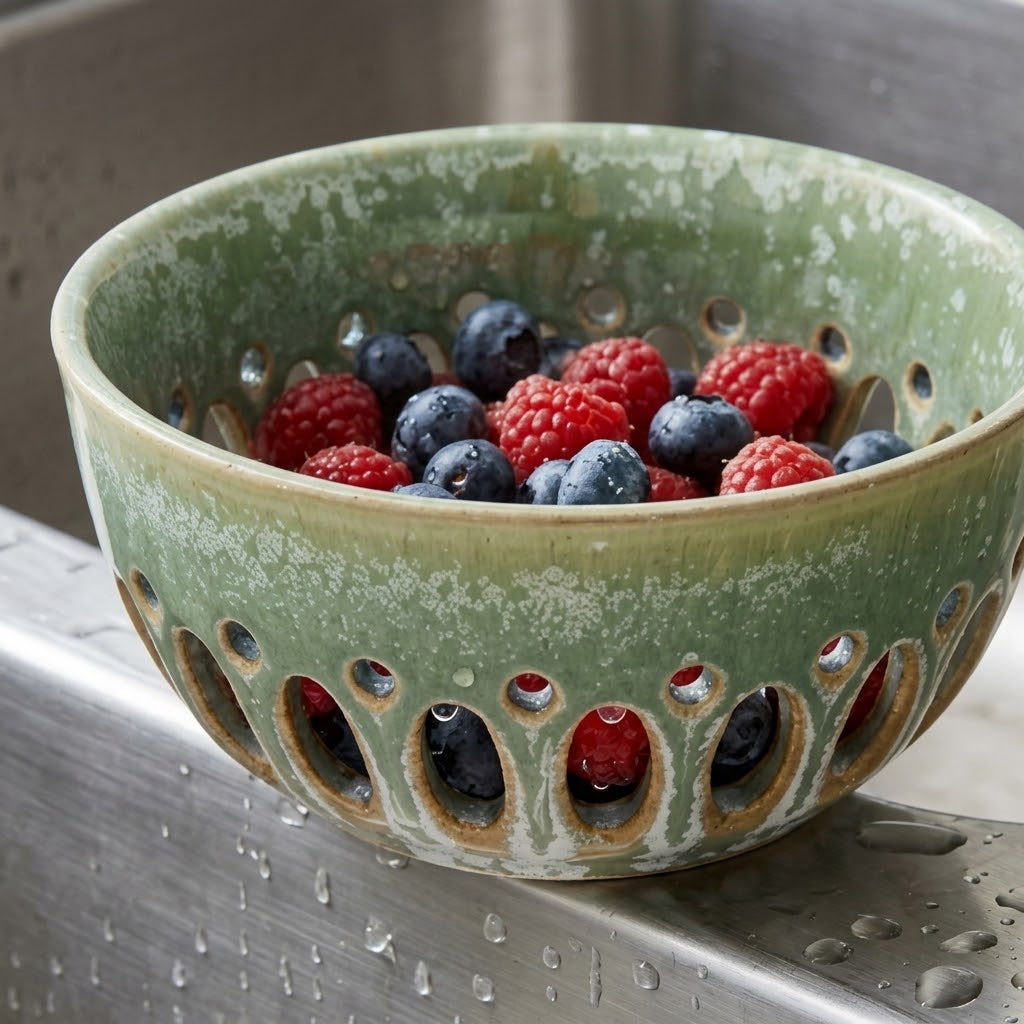 Artisanal Reactive Glaze Ceramic Berry Bowl