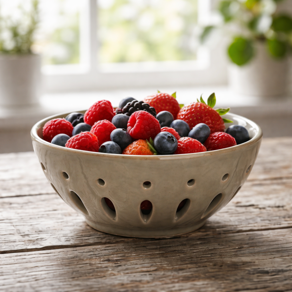 Glossy Celadon Ceramic Berry Bowl