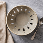 Glossy Taupe Ceramic Berry Bowl