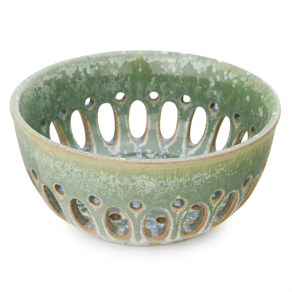 Artisanal Reactive Glaze Ceramic Berry Bowl