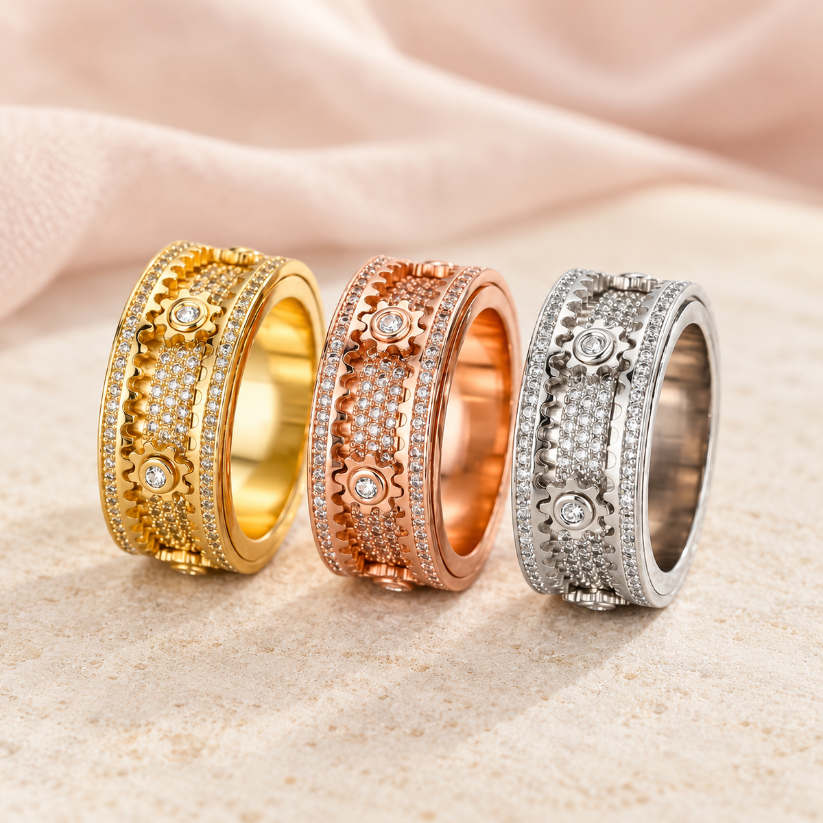 925 sterling silver with gold and rose-gold plated options.