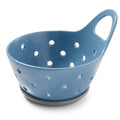 Modern Slate Blue Ceramic Berry Bowl with Drip Tray