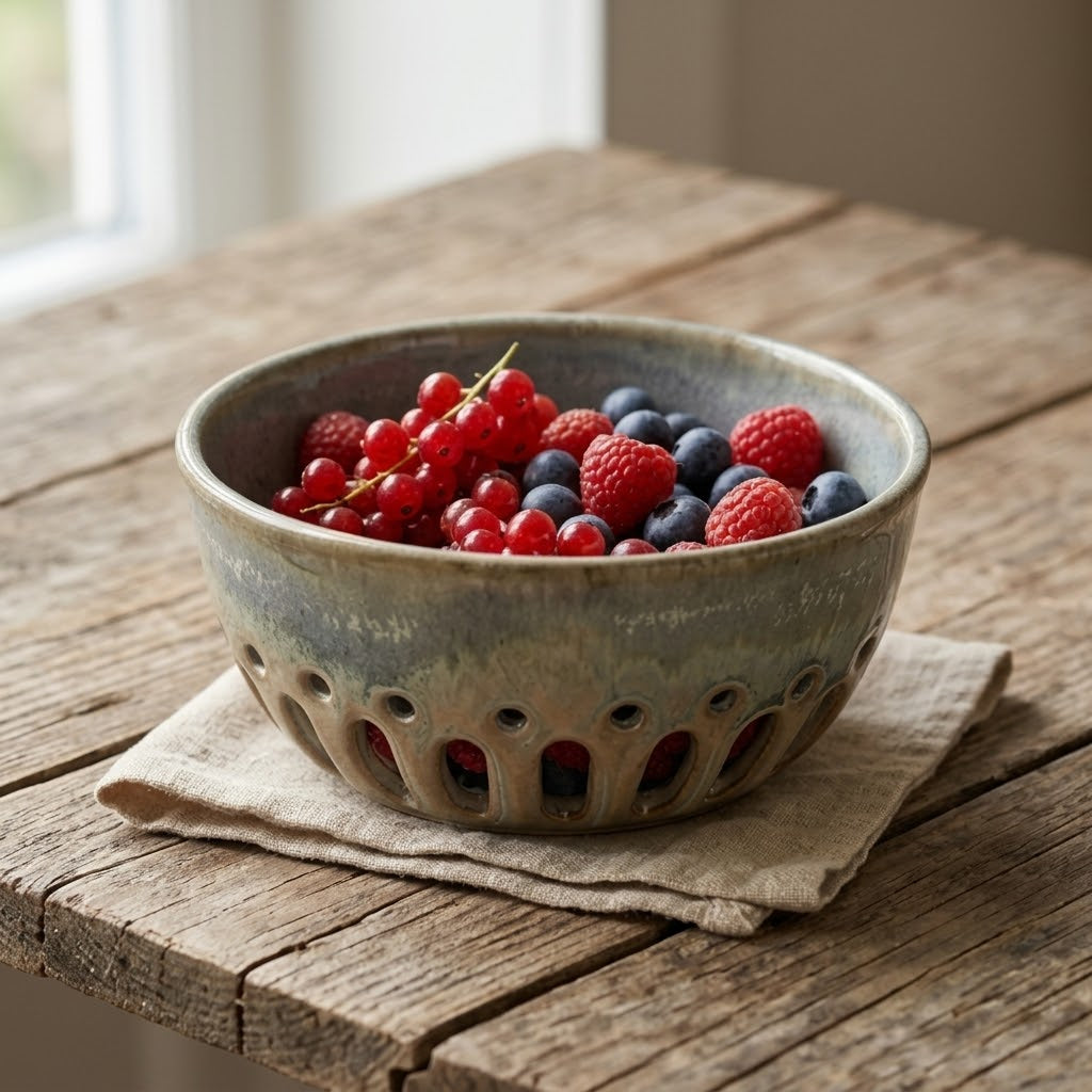 Earthy Reactive Glaze Ceramic Berry Bowl