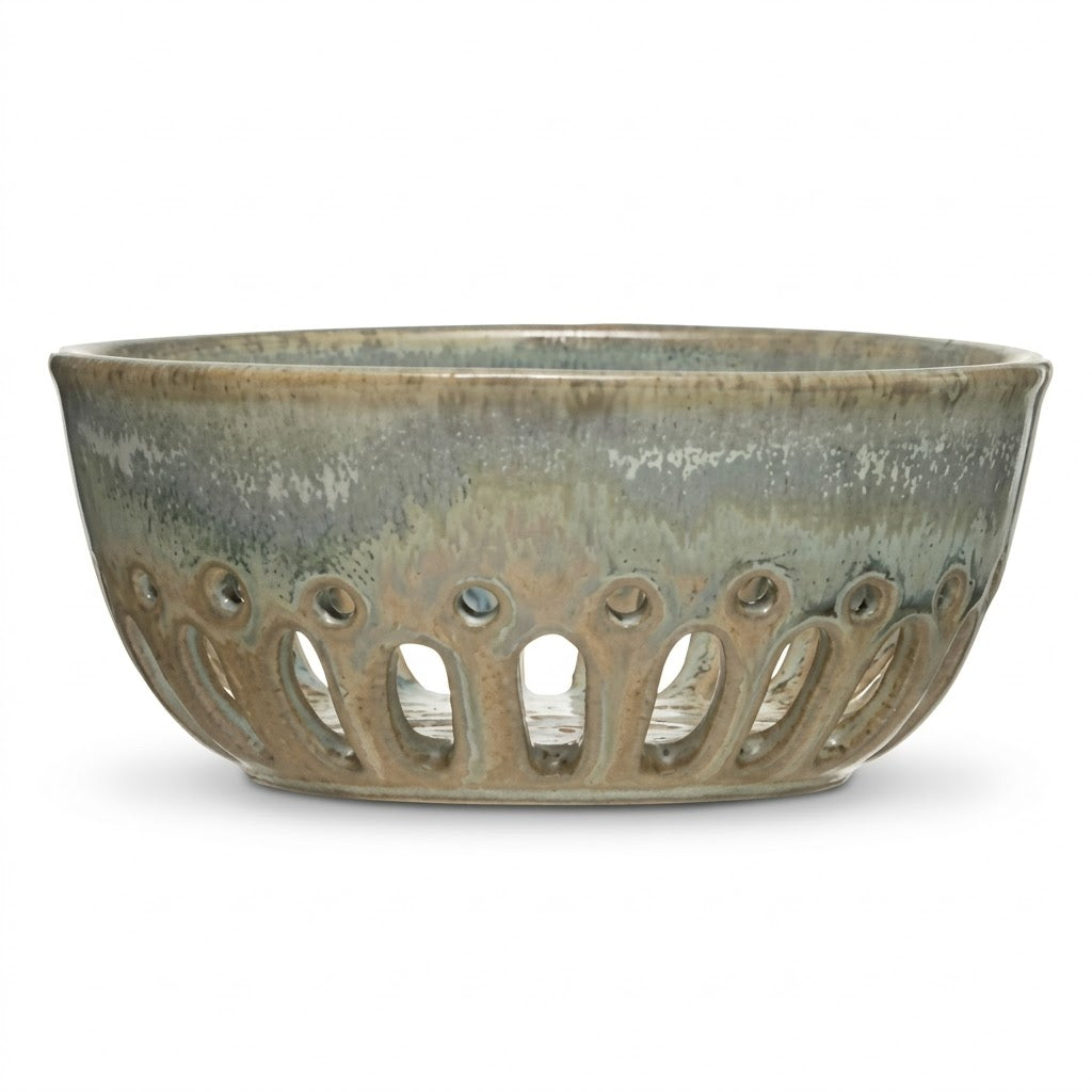 Earthy Reactive Glaze Ceramic Berry Bowl