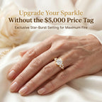 🔥 LAST DAY 90% OFF: Star-Burst Tarnish-Free Flawless VVS1 D-Color Vintage Eternity Ring in 14K Gold Over Silver